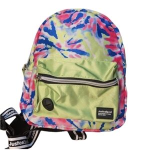 Justice mini tye-dye bag with cool striped straps,